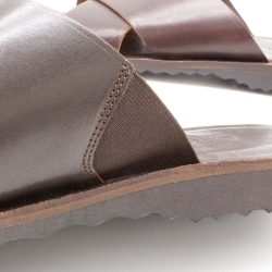 rustikale Herrenpantolette - Spitzwegerich - mokka - Detail Gummiband