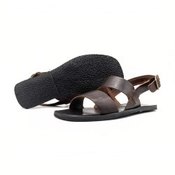 Werner 1911 Bio-Ledersandale Hortensie in Mokka mit flacher Sohle