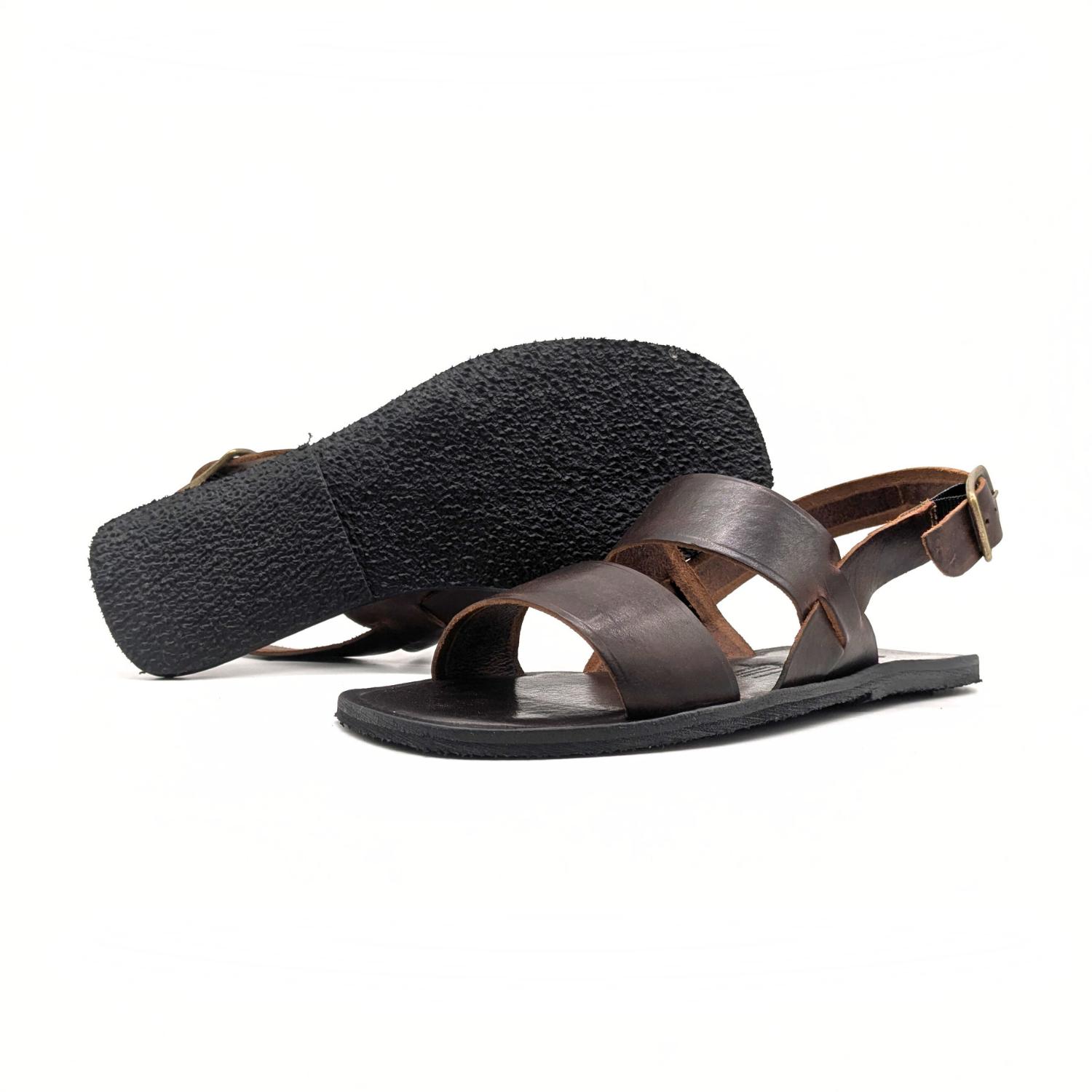 Werner 1911 Bio-Ledersandale Hortensie in Mokka mit flacher Sohle