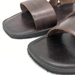 Werner 1911 Bio-Ledersandale Hortensie in Mokka mit Karree Spitze