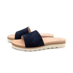 Werner 1911 Bio-Pantolette Windröschen in Dunkelblau Nubukleder