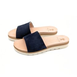 Werner 1911 Bio-Pantolette Windröschen in Dunkelblau Nubukleder