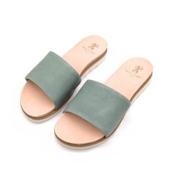 Werner 1911 Bio-Pantolette Windröschen in Mint mit Naturleder-Fußbett