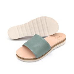 Werner 1911 Bio-Pantolette Windröschen in Mint mit weißer Sohle