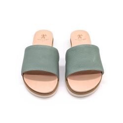 Werner 1911 Bio-Pantolette Windröschen in Mint mit schmalem Riemen