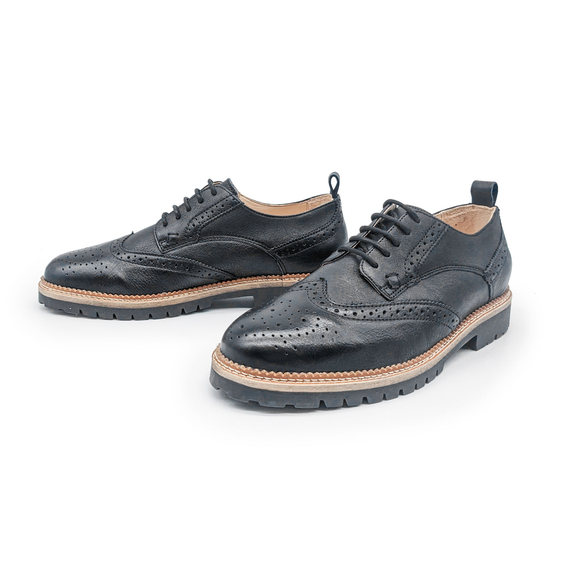 Werner 1911 Herren Bio-Derby Brogue - Angus - schwarz mit Schnürung