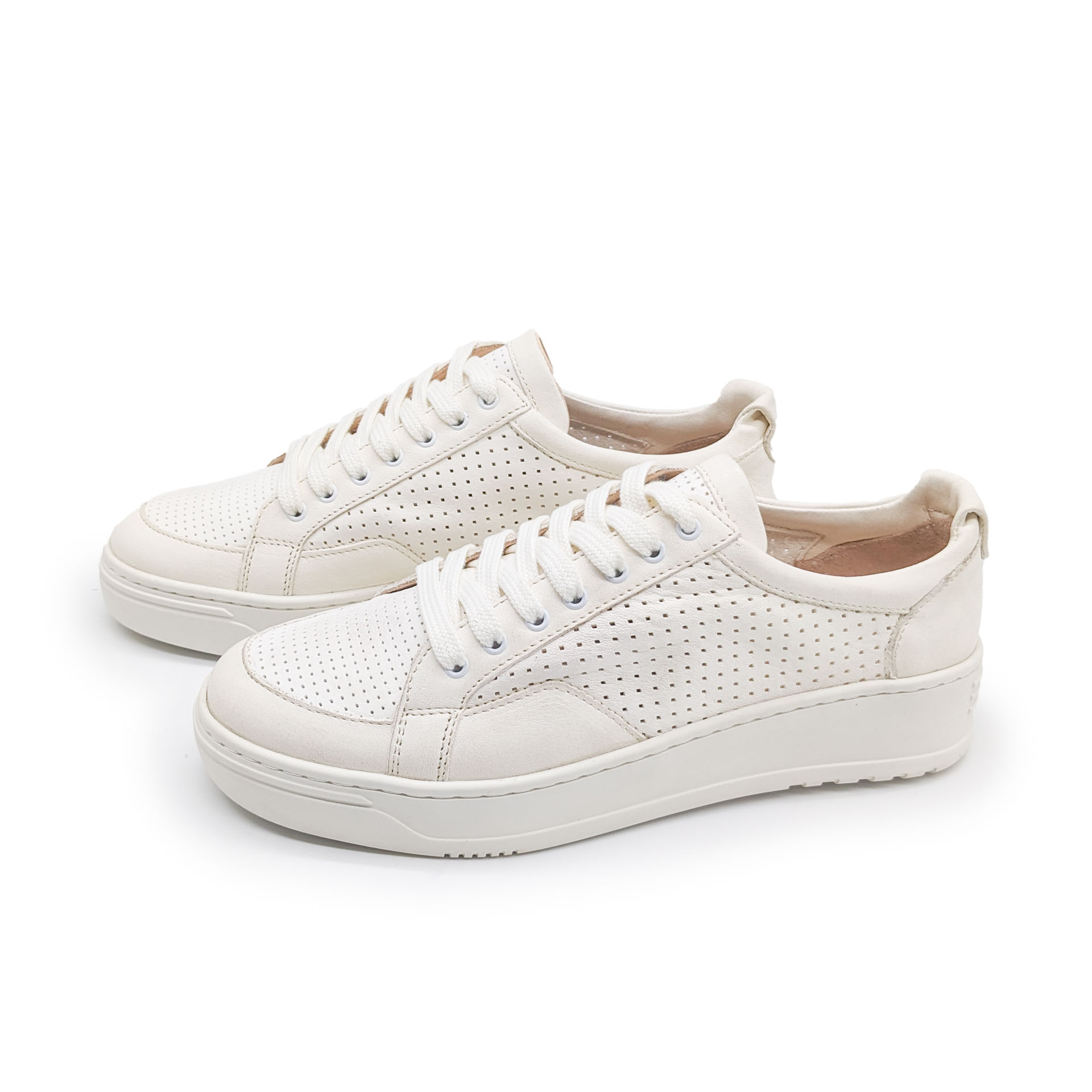 sommerlicher Ledersneaker - Amsel - naturweiß