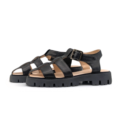 Werner 1911 B-Ware Bio-Römersandale in Schwarz aus Nappaleder