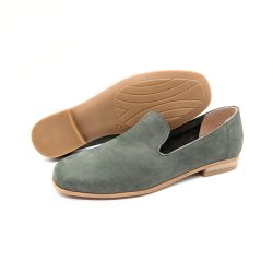 Werner 1911 Bio-Loafer Kormoran in Grün mit flacher Sohle