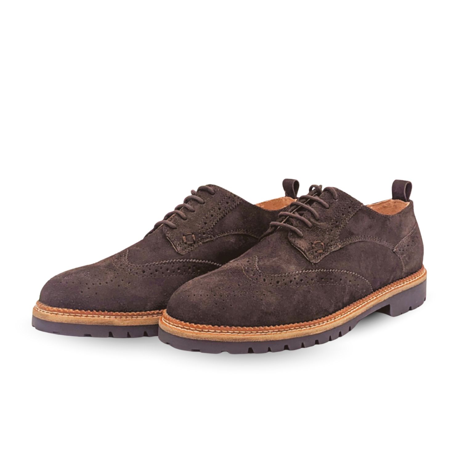 Werner 1911 Derby Brogue Angus in Mokka Velour seitlich