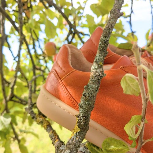 Werner 1911 Bio-Sneaker Eistaucher orange mit flacher Sohle