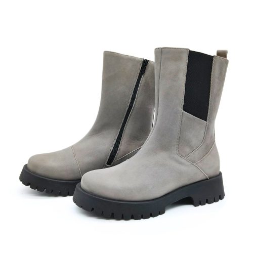 Werner 1911 Damen Chelsea Boot Hoch - Igel in hellgrau Nubuk mit Reißverschluss