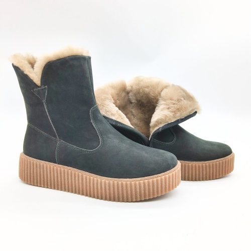 Werner1911 Winterboot mit Lammfellfutter Polarfuchs Dunkelgrün komplett gefüttert