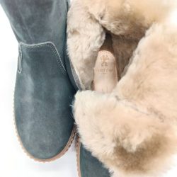 Werner1911 Winterboot mit Lammfellfutter Polarfuchs Dunkelgrün mit Reißverschluss