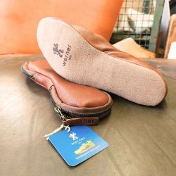 Werner1911 Hausschuh Bio-Ballerina Koala in kastanienbraun mit Ledersohle