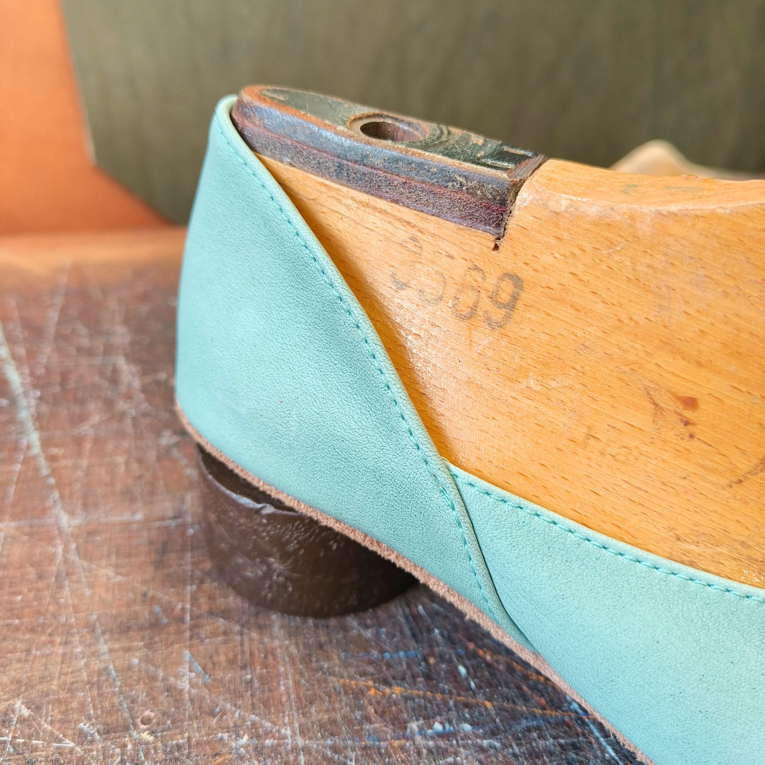 Werner1911 Hausschuh Bio-Ballerina in mint komplett aus Naturleder