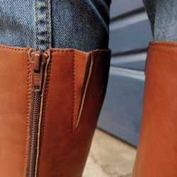 Werner 1911 Bio Stiefel mit hohem Schaft Komori in Kastanienbraun mit Elastic-Schlitz und Reißverschluss