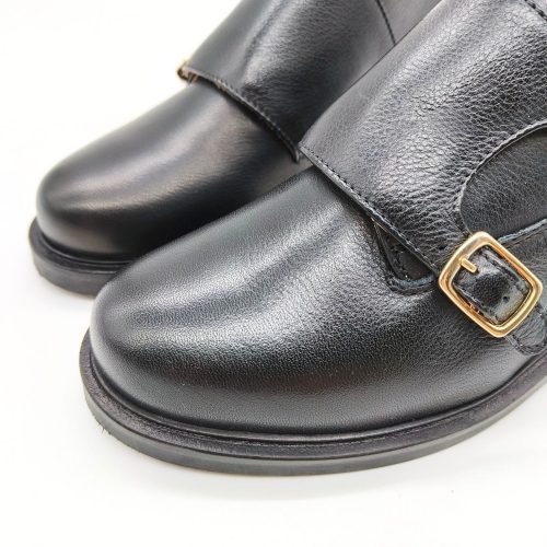 Werner1911 Halbschuh Doppel Monk Sturmvogel schwarz aus Bioleder