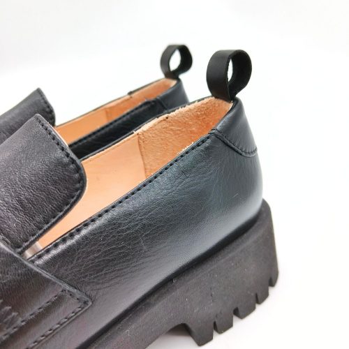 Werner1911 Bio Chunky Loafer Uferschwalbe in schwarz mit leichtem Absatz