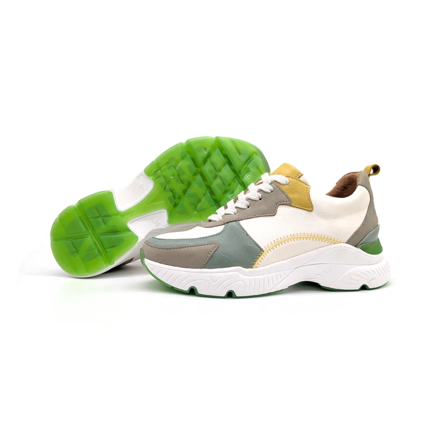 Werner 1911 Bio-Sneaker Buchfink grün Mix mit Profilsohle