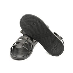 Werner 1911 Herren Bio-Römersandale in Schwarz mit flacher Sohle