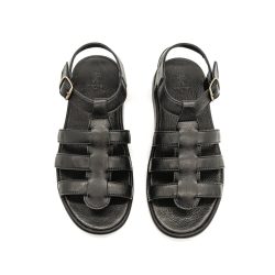 Werner 1911 Herren Bio-Römersandale in Schwarz Nappaleder