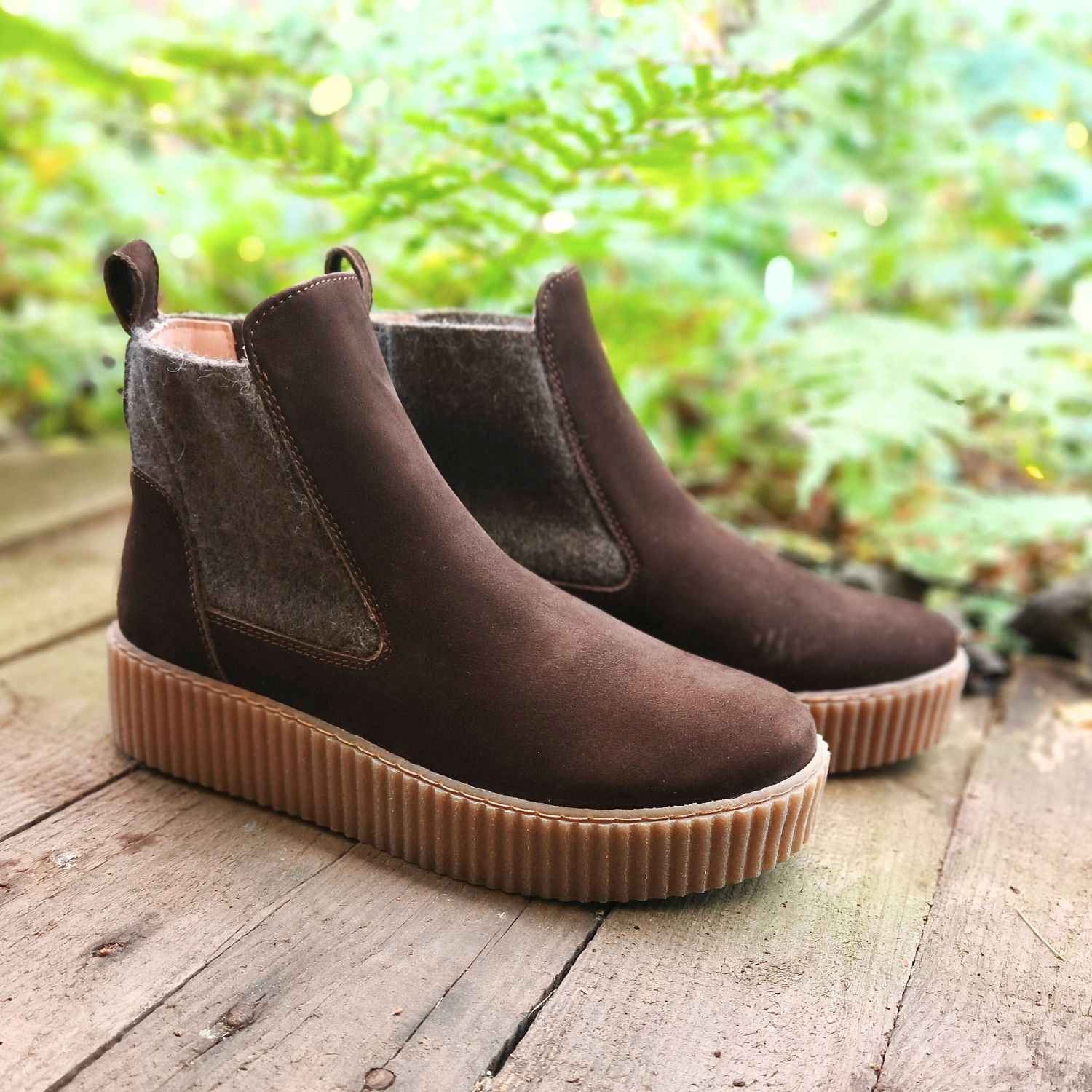 Werner 1911 Bio-Chelsea Boot Fennek in Mokka mit Gummizug in Lodenoptik