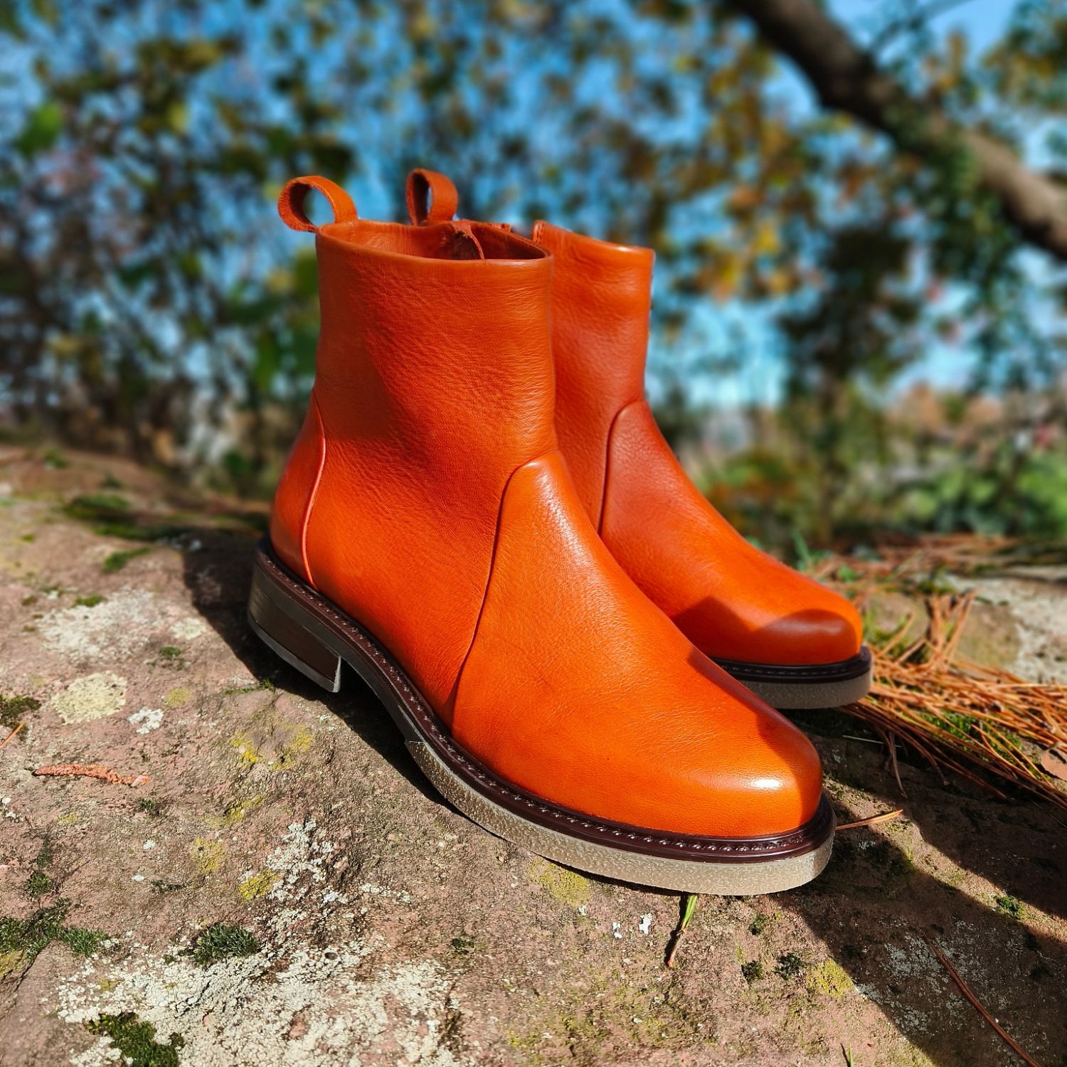 Winterstiefel mit Lodenfutter - Opossum - dunkles orange