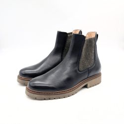 Werner 1911 Bio Chelsea Boots Herren Tüpfelhyäne schwarz mit leichtem Absatz