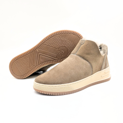 Werner 1911 B-Ware Low Boot mit Lammfellfutter in taupe mit runder sportlicher Sohle