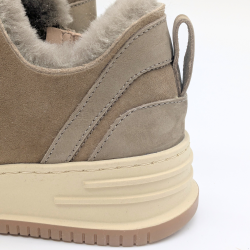 Werner 1911 B-Ware Low Boot mit Lammfellfutter in taupe Ledereinsatz