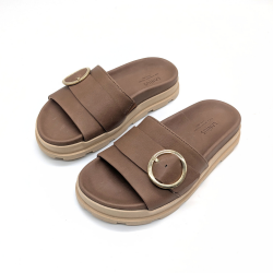 Werner 1911 Pantolette mit Schnalle im Naturton aus Nappaleder