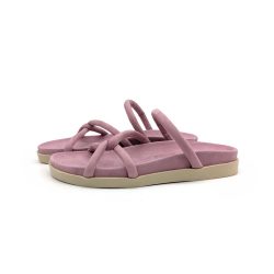 gepolsterte Riemen-Pantolette - Efeu - altrosa