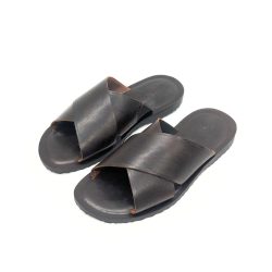 Werner 1911 Herren Bio-Pantolette in mokka mit überkreuzten Riemen