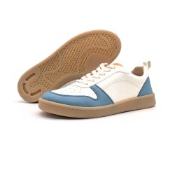 Werner 1911 Bio-Sneaker Weidenammer in bunt (weiß, hellblau, orange) mit flacher Sohle