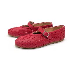 Werner 1911 Bio-Ballerina Weißdorn mit Perforierung in rot