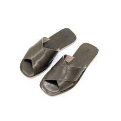 Werner 1911 Bio-Pantolette Huflattich in Khaki-Grün Nappa Plus Leder