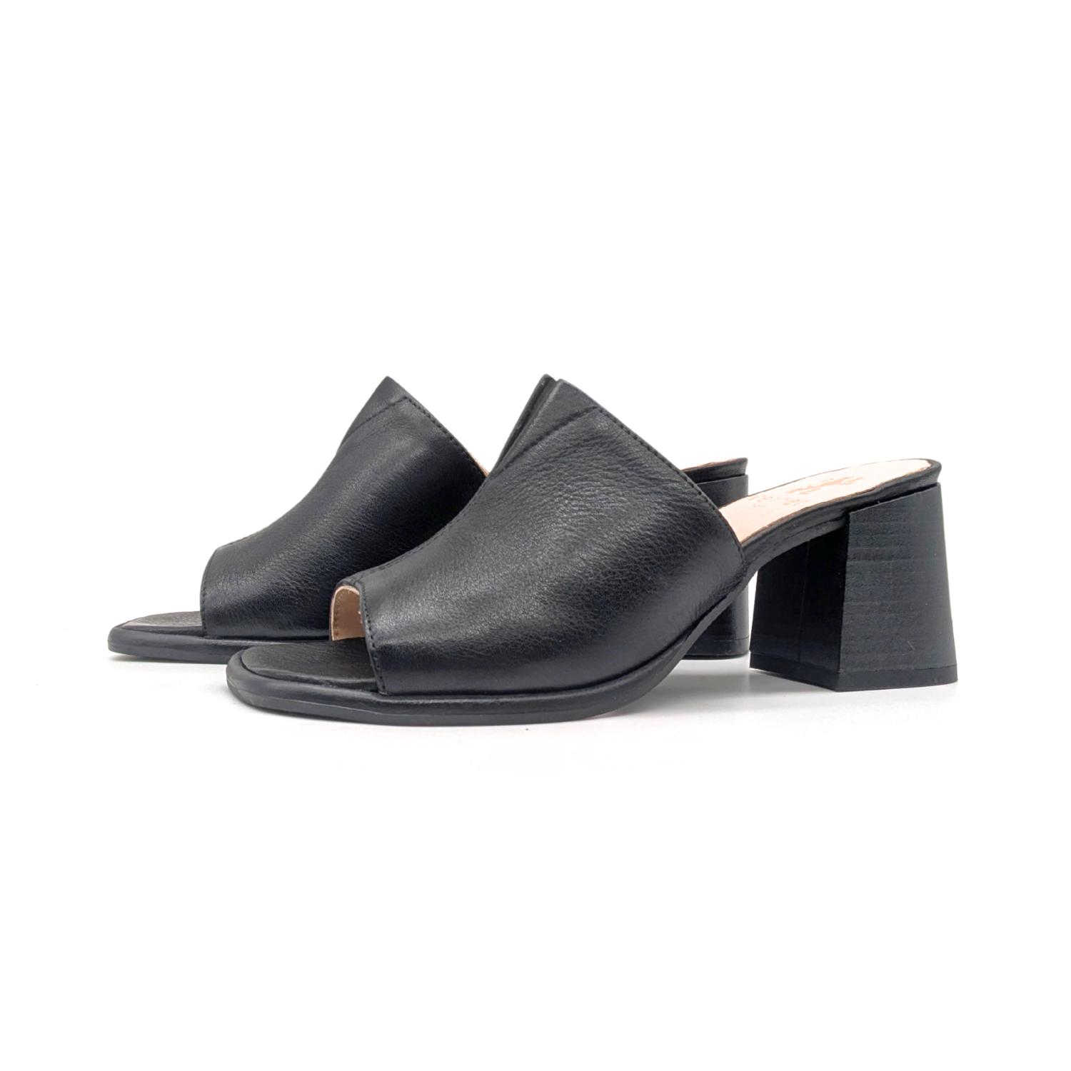 Werner 1911 Bio-Pantolette mit Absatz Kiefer in Schwarz