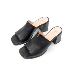 Werner 1911 Bio-Pantolette mit Absatz Kiefer in Schwarz mit Blockabsatz
