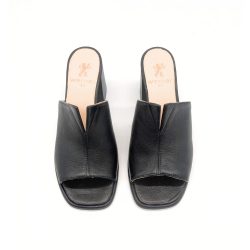 Werner 1911 Bio-Pantolette mit Absatz Kiefer in Schwarz mit Decksohle aus Naturleder