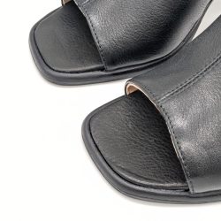 Werner 1911 Bio-Pantolette mit Absatz Kiefer in Schwarz mit Karree Spitze