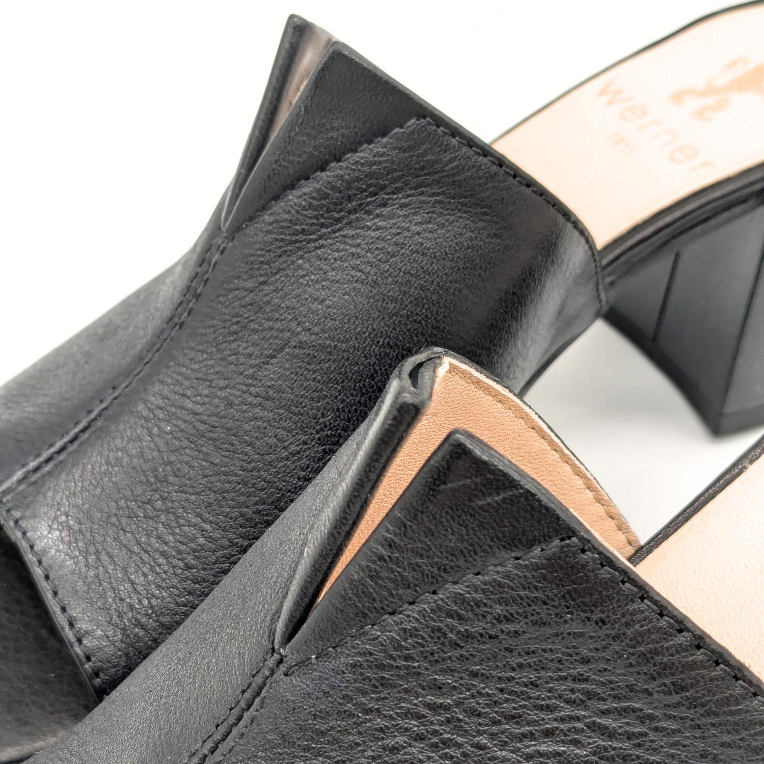 Werner 1911 Bio-Pantolette mit Absatz Kiefer in Schwarz mit Schlitz