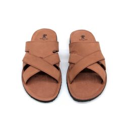 Werner 1911 Bio Pantolette Rittersporn in Cognac mit überkreuzten Riemen