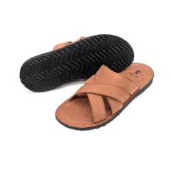 Werner 1911 Bio Pantolette Rittersporn in Cognac mit flacher Sohle