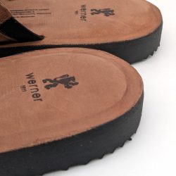 Werner 1911 Bio Pantolette Rittersporn in Cognac mit schwarzer Sohle