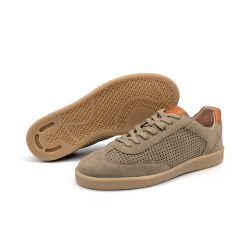 Werner 1911 Bio-Herrensneaker Sperber in Taupe mit flacher Sohle