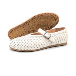 Werner 1911 Bio-Ballerina Weißdorn mit Perforierung in naturweiß mit flacher Sohle