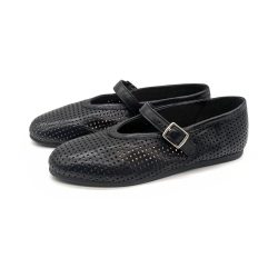 Werner 1911 Bio-Ballerina Weißdorn mit Perforierung in schwarz