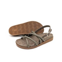 Werner 1911 Bio-Sandale mit gepolsterten Riemen in taupe mit naturfarbener Sohle