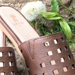 Werner 1911 Bio-Pantolette Weißdorn in Cognac mit Naturledersohle